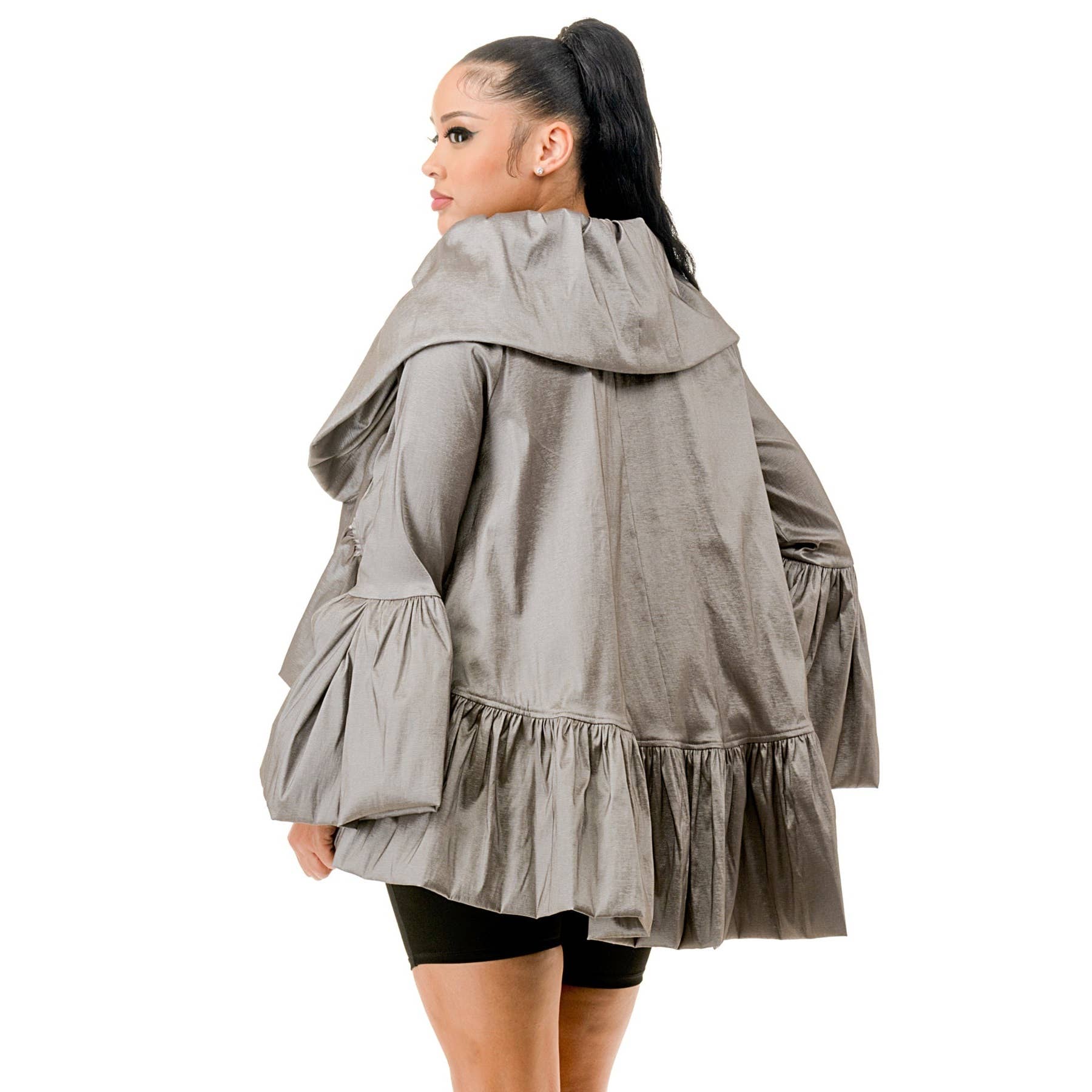 DORCAS – wholesale Jacket – Women's – Long Sleeve Ruffle Detail Jacket Coat2