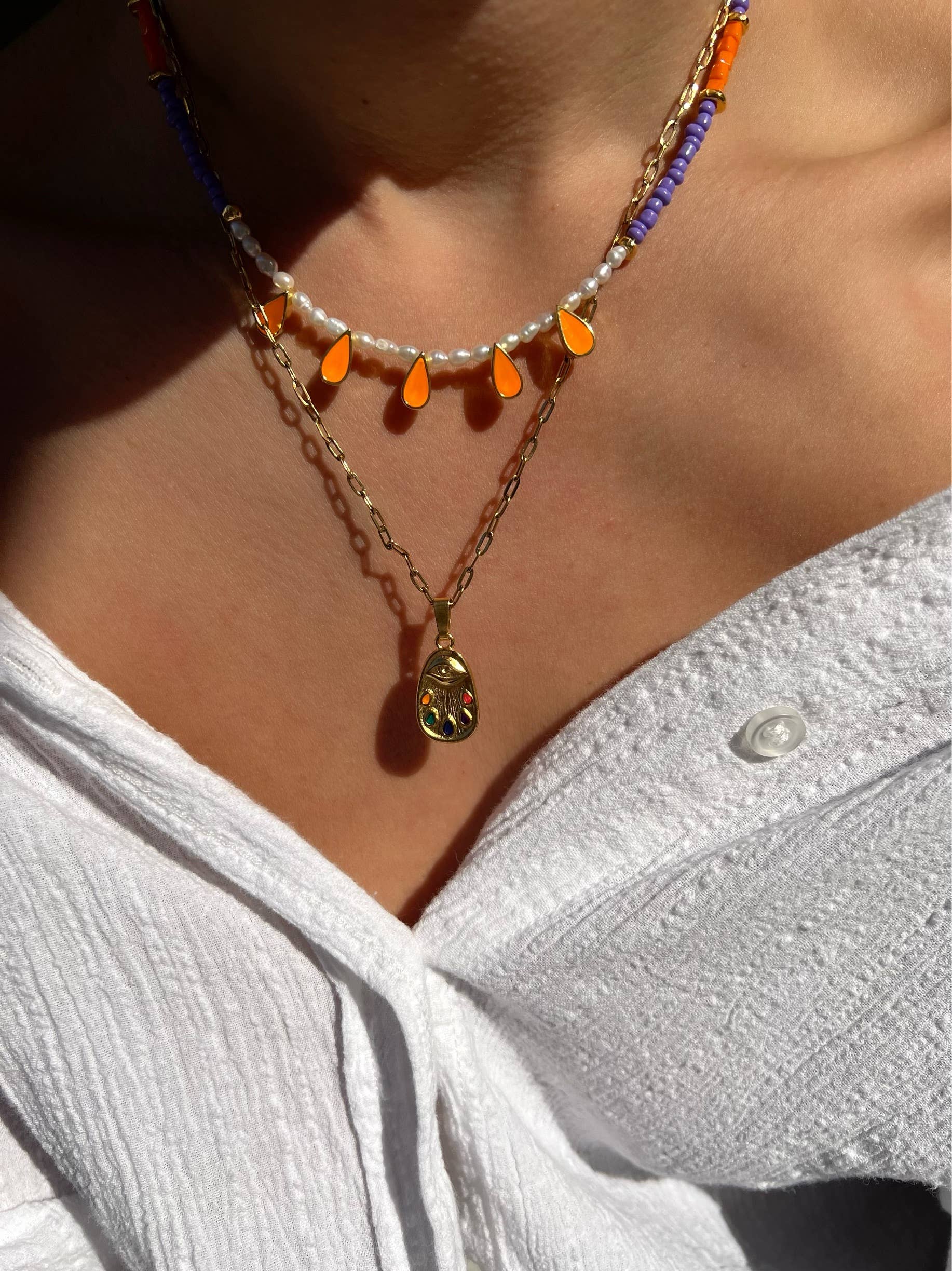 Christina Christi – wholesale Pendant/charm necklace – Everyday Gold Evil Eye Necklace, Long Evil Eye Pendant4