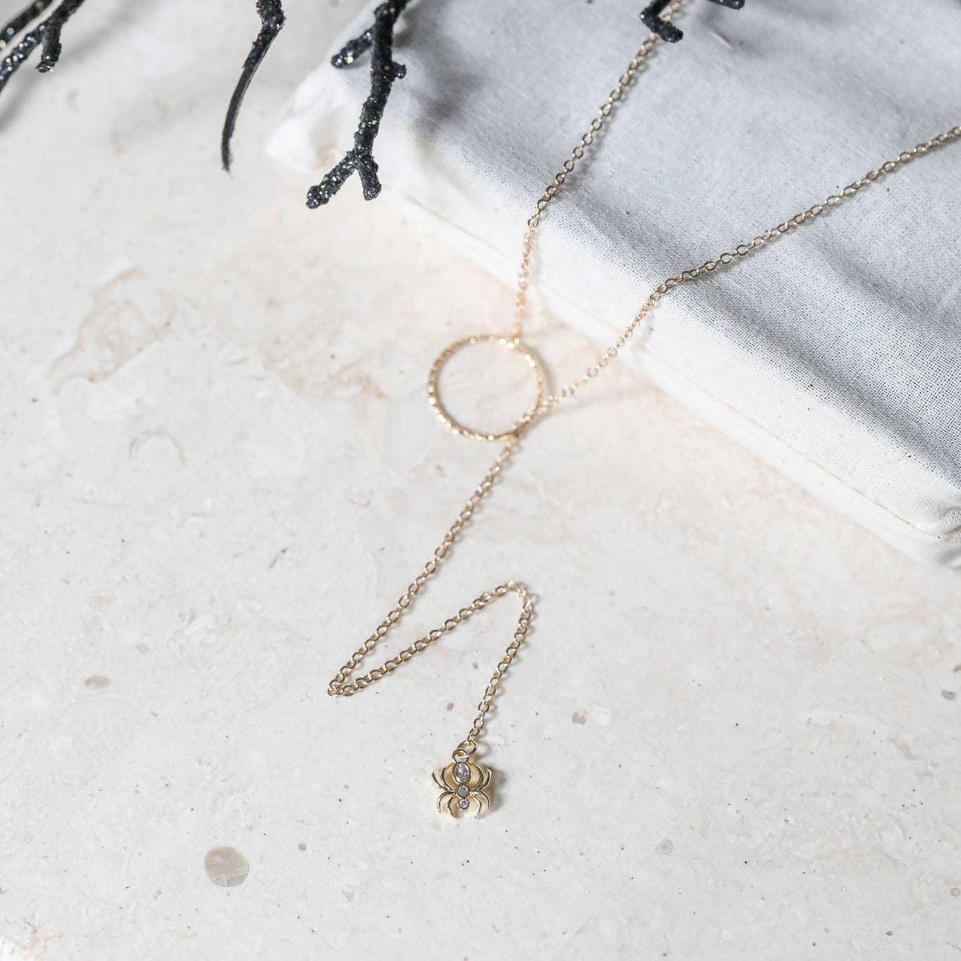 The Gilded Witch - Wholesale Y-Neck/Lariat Necklace - Gossamer Guardian Spider Lariat: Halloween Jewelry2
