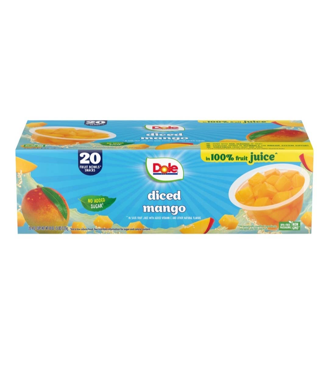 Majestic Wholesale - Wholesale Fruit Snacks - Dole Fruit Bowls Diced Mango in 100% Juice, 4 oz., 20CT