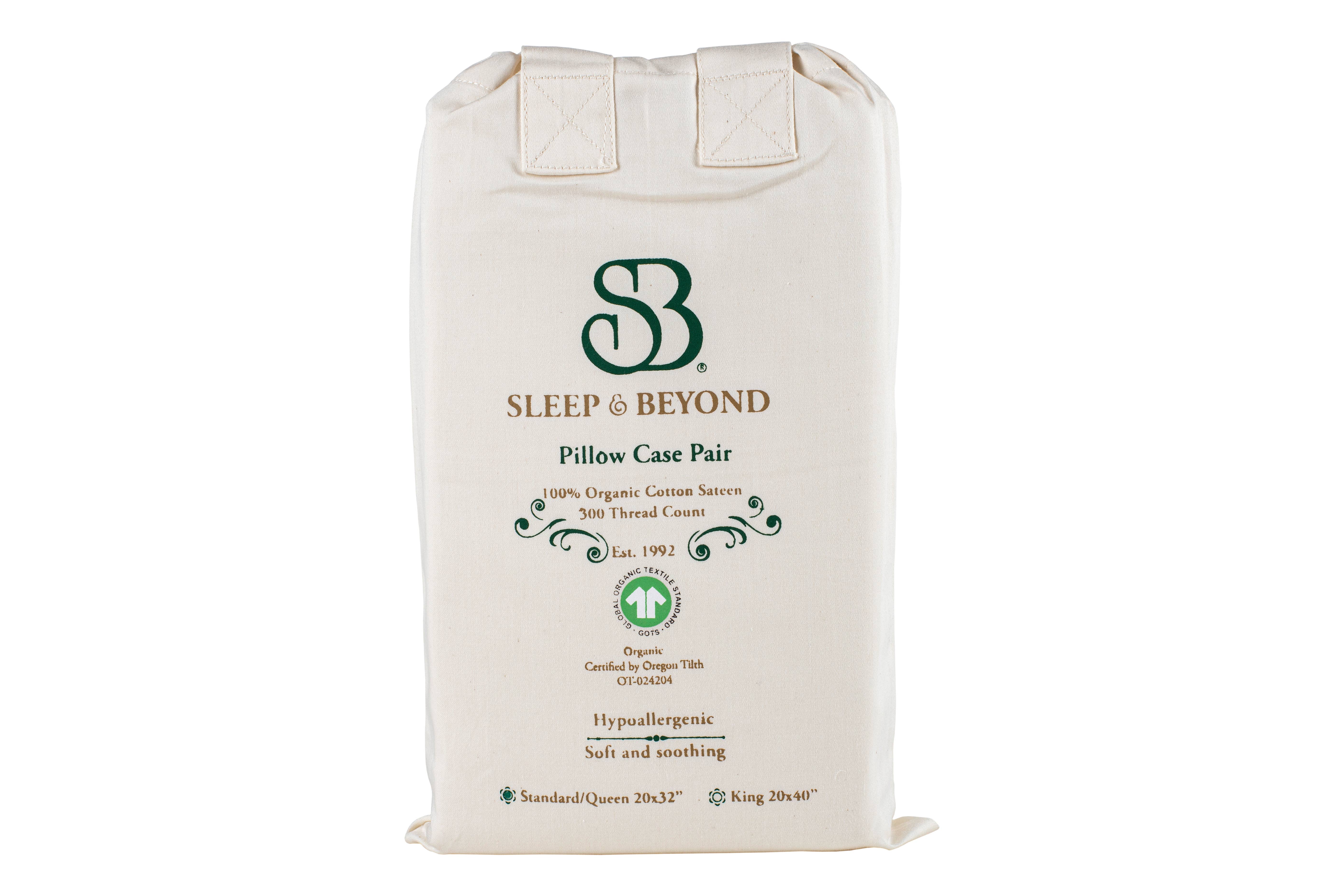 Sleep & Beyond - Wholesale Bedding Pillowcase/Sham - 100% Organic Cotton 300TC Sateen Pillow Case Pair5