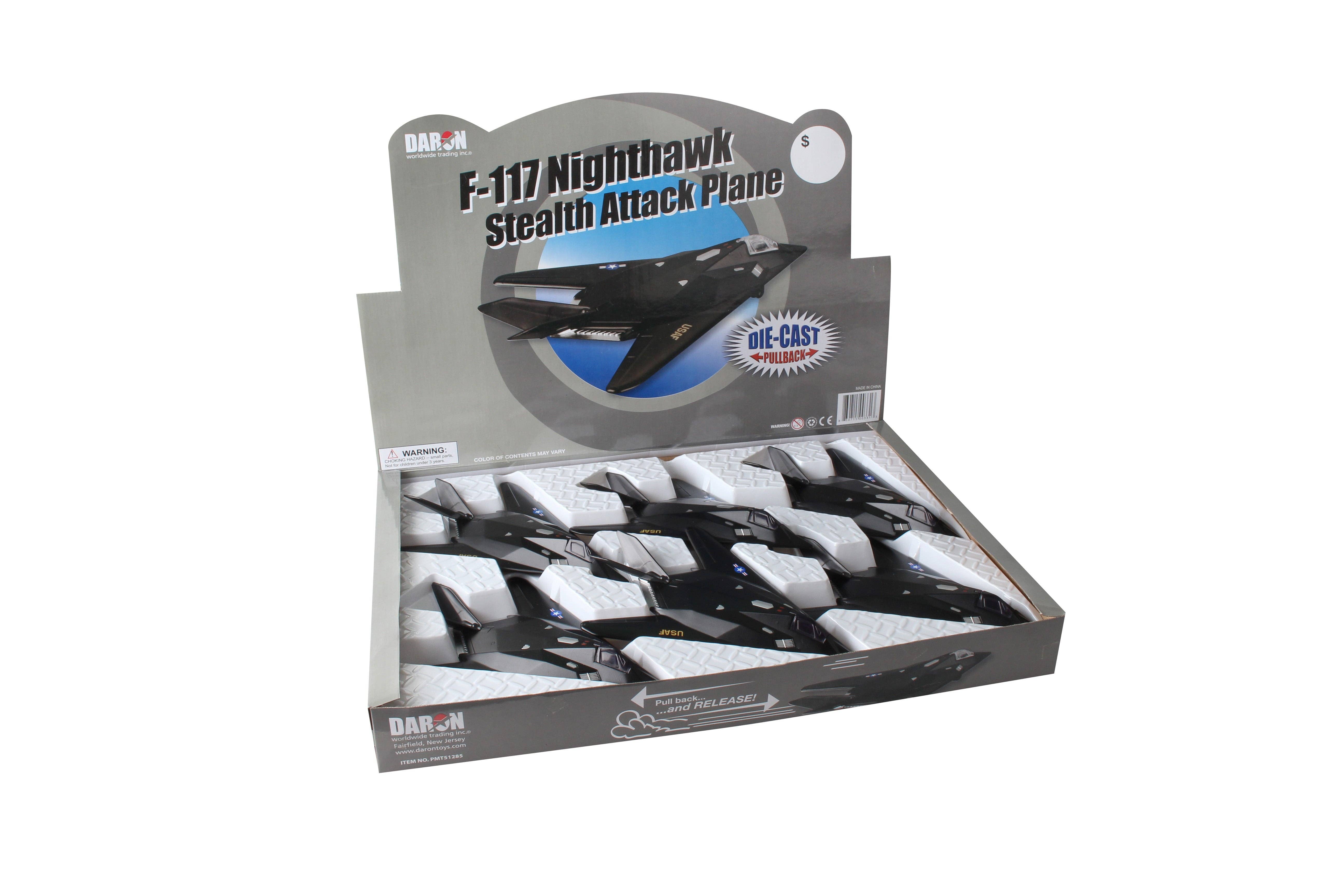 Daron Worldwide Trading – Avião de brincar - Crianças por atacado – PMT51285 F-117 PULLBACK FUNDIDO 6 PLANOS ASST NO CONTADOR DI1