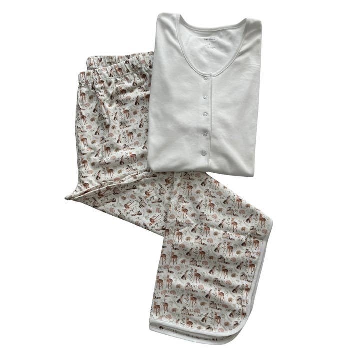 Pyjama 100% coton Pima pour femmes, animaux de la forêt pour la vente par Pim Baby
