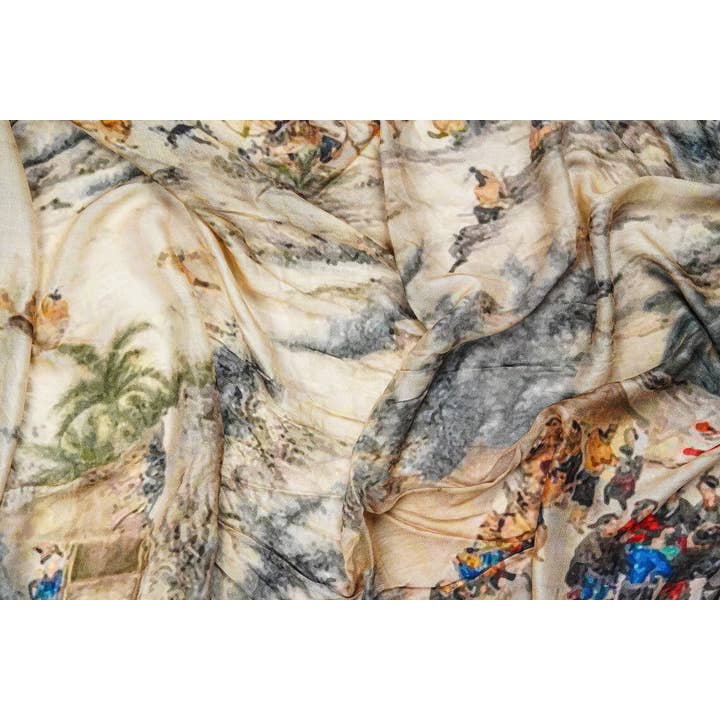Linen Connections - Wholesale Scarf - Women's - Silk Modal Scarf luxurious fabric blend - Beige/Grey
