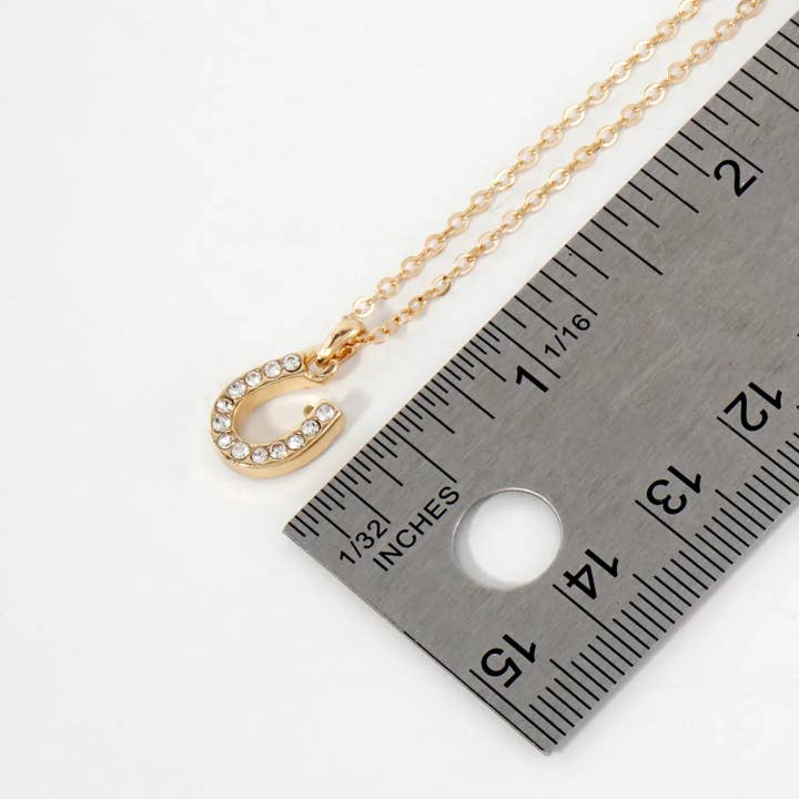 Wild Honey - Wholesale Pendant/Charm Necklace - Crystal-Pave Lucky Horseshoe Pendant Necklace3
