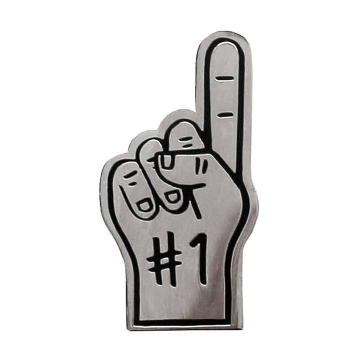 Number 1 Hand Enamel Pin for wholesale by Old English Company