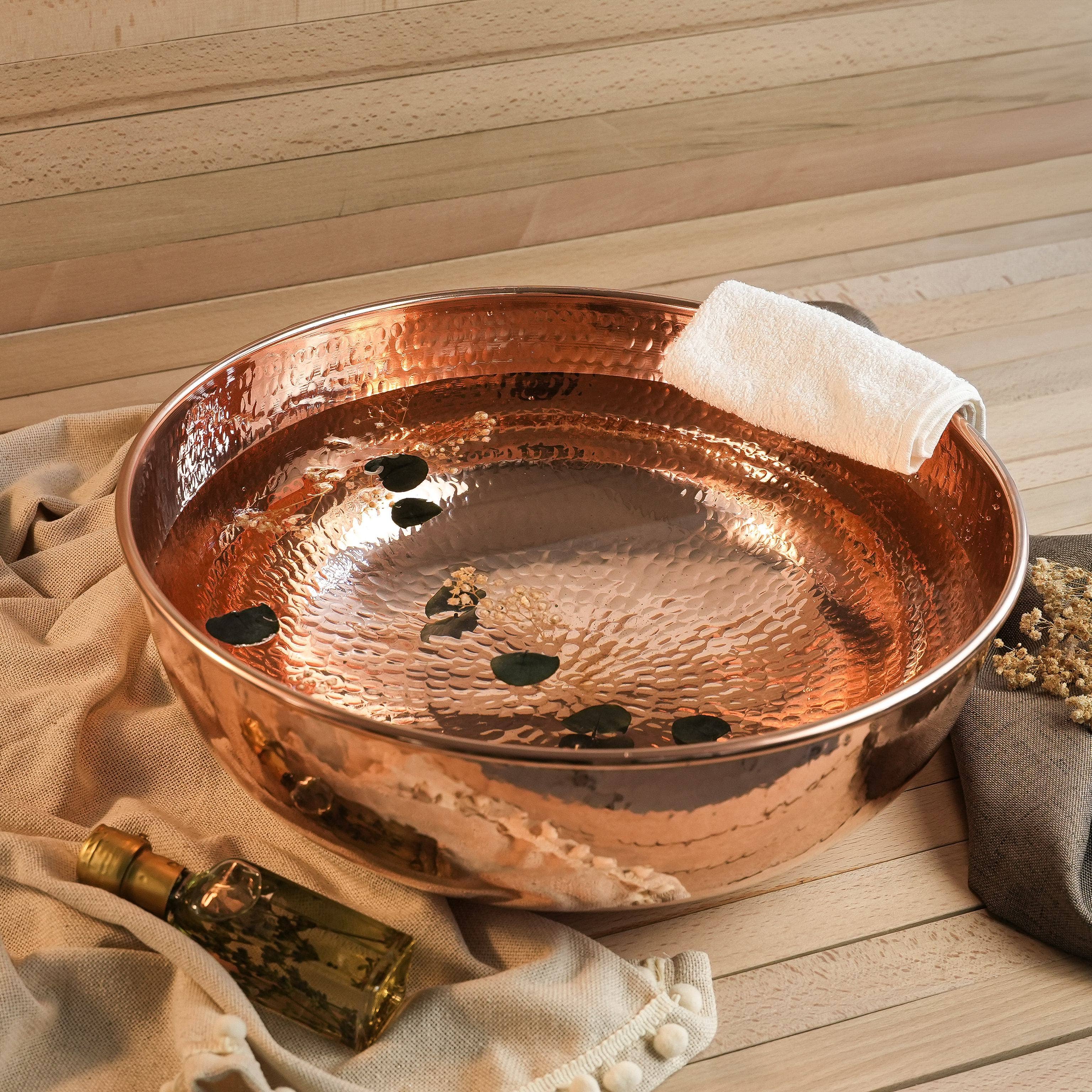 ALFIQ Copper - Wholesale Bath & Body Set - Dark Copper Pedicure Foot Warming Bowl Spa Relaxing Basin1