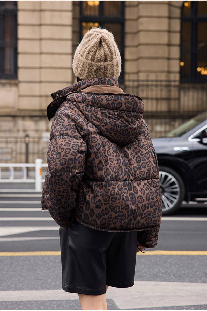 Lily Clothing - Wholesale Jacket - Women's - Hooded contracted leopard cotton-padded jacket12