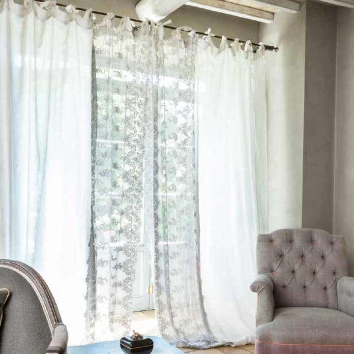 Chez Moi - Vendita all'ingrosso Tende - Tenda Organza Intarsio Versailles Laterale Speculare