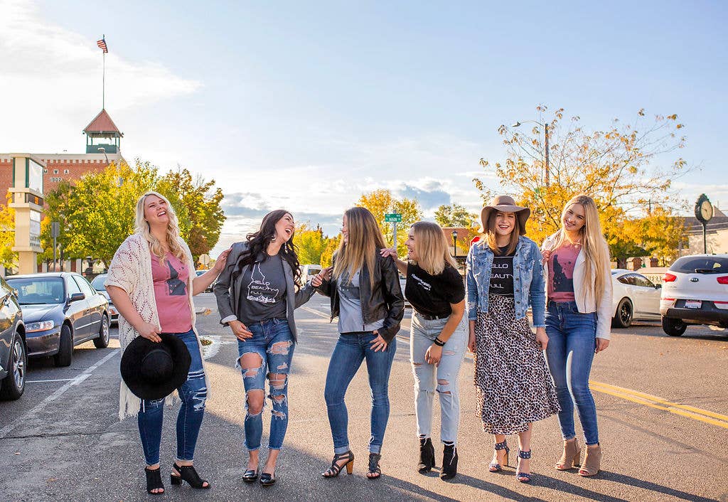 Hello Beauty Full & Co. - Wholesale Screen Printed T-Shirt - Women's - Graphic V neck T-Shirts for Women, Inspirational1