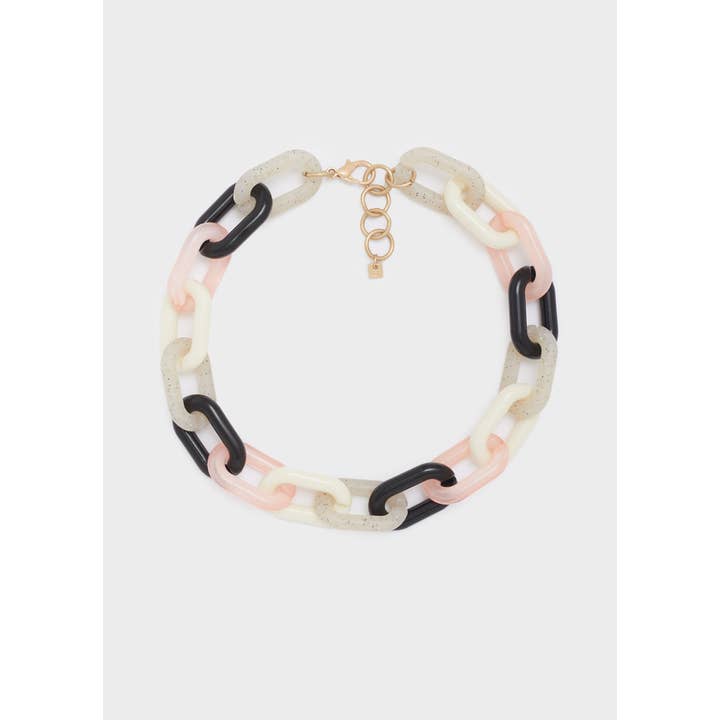 NALI' - Wholesale Link & Chain Necklace - LIDIA NECKLACE IN PINK RESIN + COLORS N62