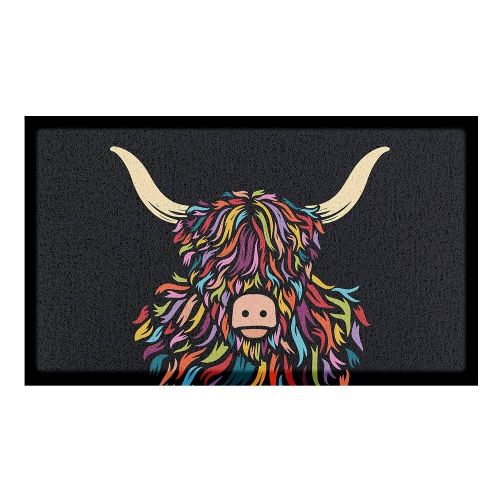 Artsy Mats - Wholesale Deurmat - Highland Cow Colour deurmat voor binnen en buiten - 70x40cm1