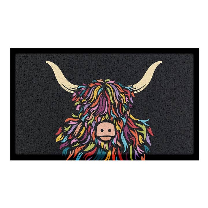 Artsy Mats - Wholesale Deurmat - Highland Cow Colour deurmat voor binnen en buiten - 70x40cm1