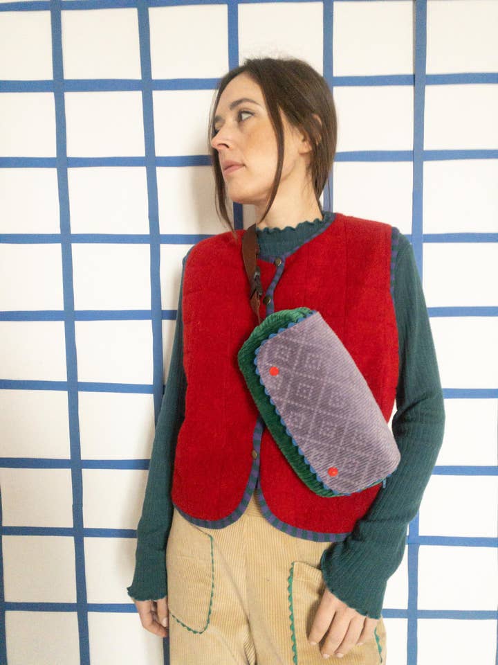 Sac banane en velours côtelé multicolore vintage pour la vente par gira e rigira la moda