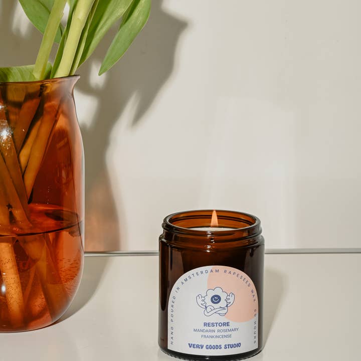 Very Goods Studio - Wholesale Jar/Filled Candle - RESTORE  / 170 ml / 45-50 Hours Amber Glass Jars