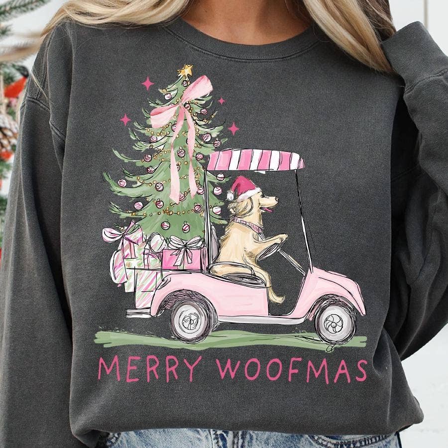 NVC Ecommerce LLC - Wholesale T-Shirt (Graphic) - Women's - Dog with Christmas Tree Tee, Funny Christmas Dog Sweatshirt4