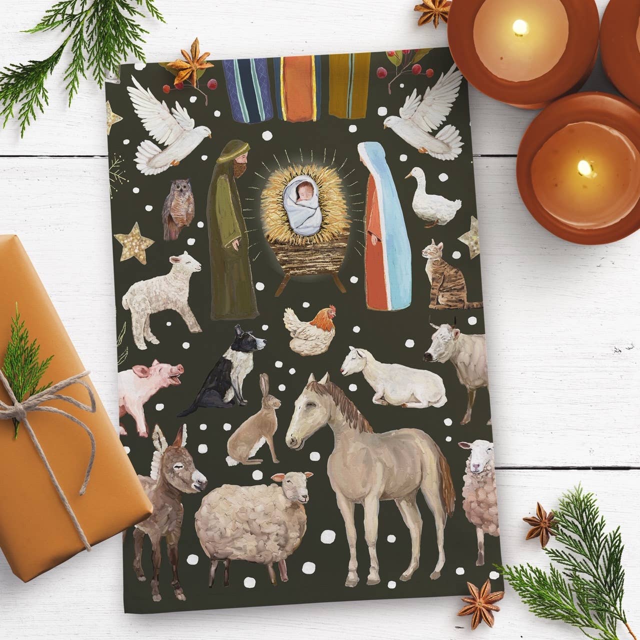 Cathy Walters Art - Wholesale Tea Towel - Cathy Walters 2024 Nativity Tea Towel2