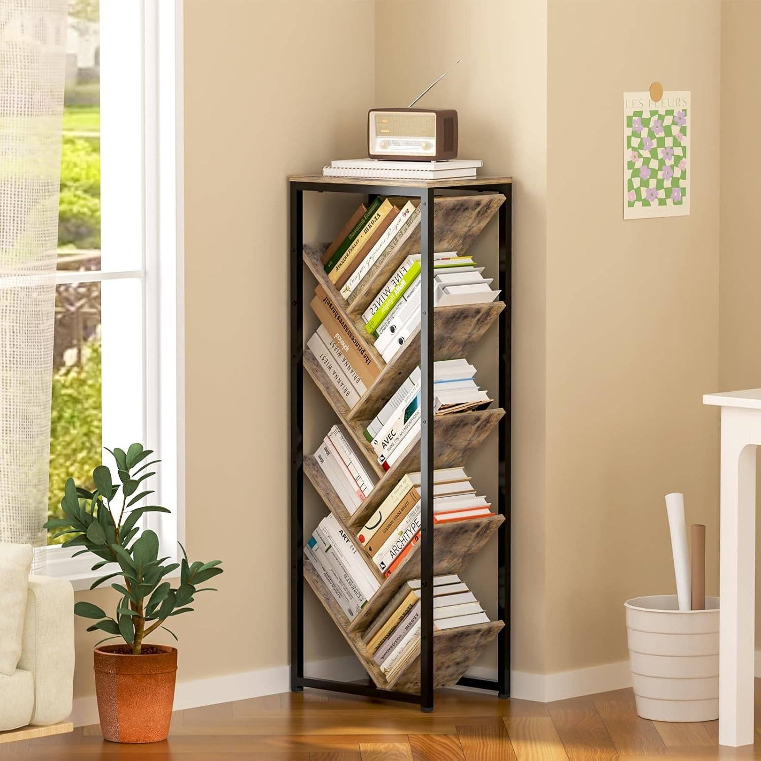 ShipItFurniture - Wholesale Bookcase - Tree Bookshelf 9 Tier Floor Standing Wooden Bookcase For Small Spaces7