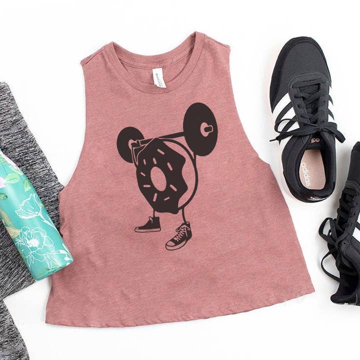 Women's workout crop tank | Funny gym tank | Donut tank top for wholesale by Stiles Tee Co.