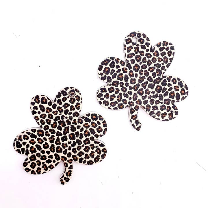 Leopard Hand Drawn Shamrocks DIY Earring Blanks for wholesale by Piddlin' Supply Co