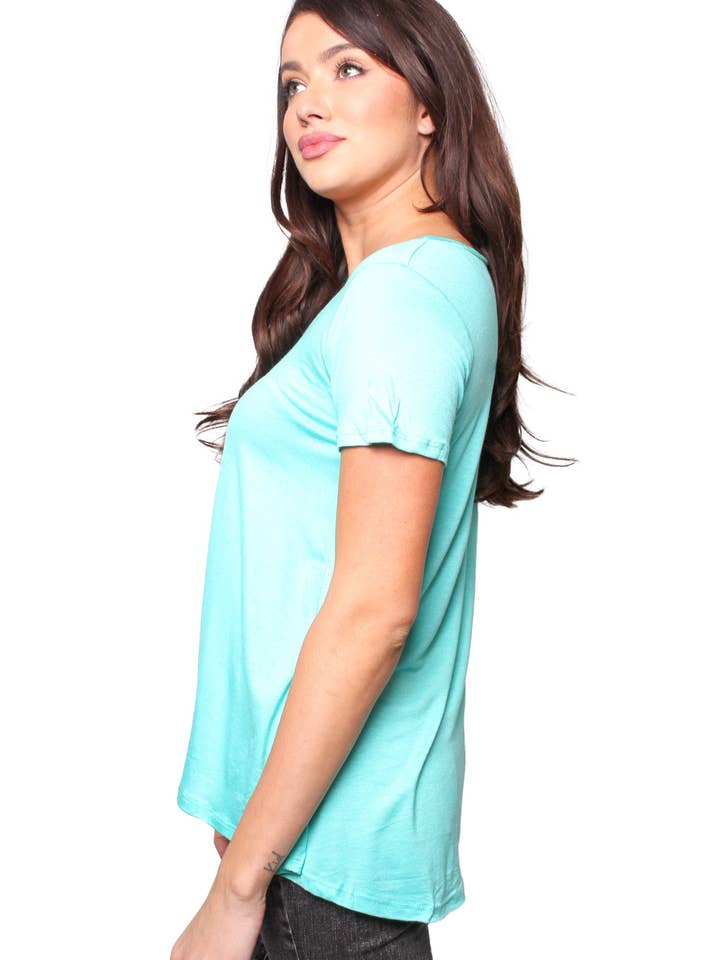 Good Stuff Apparel - Wholesale Knit Top - Women's - Women's Short Sleeve Scoop Neck Loose Top