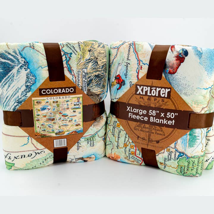 XPLORER MAPS - Wholesale Throw Blanket - Colorado State Map Blanket – Berber & Micro Fleece3