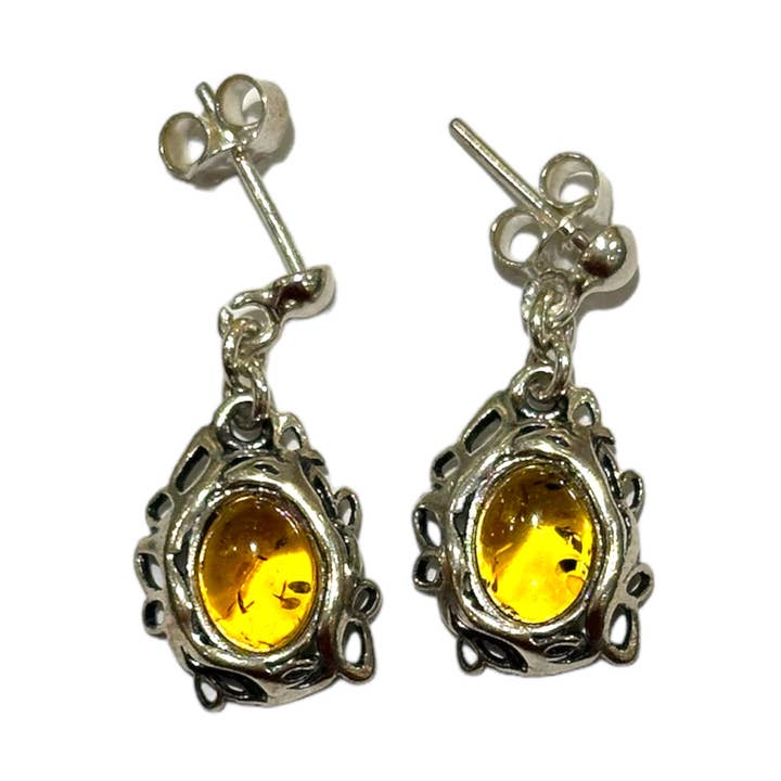 Orecchino in ambra e argento 925 per la vendita all'ingrosso da parte di Foliesbijoux