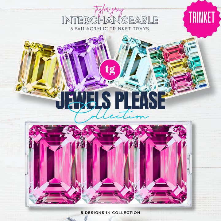 TAYLOR GRAY - Wholesale Decorative Tray - 5.5x11 JEWELS PLEASE trinket tray insert set of 5