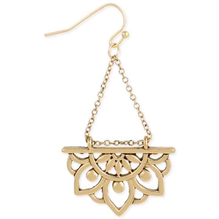 Rising Lotus Gold Dangle Earrings for wholesale by ZAD