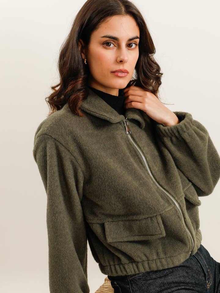 Chaqueta con cremallera 11837 100% poliéster para venta al por mayor de la maison des fibres naturelles