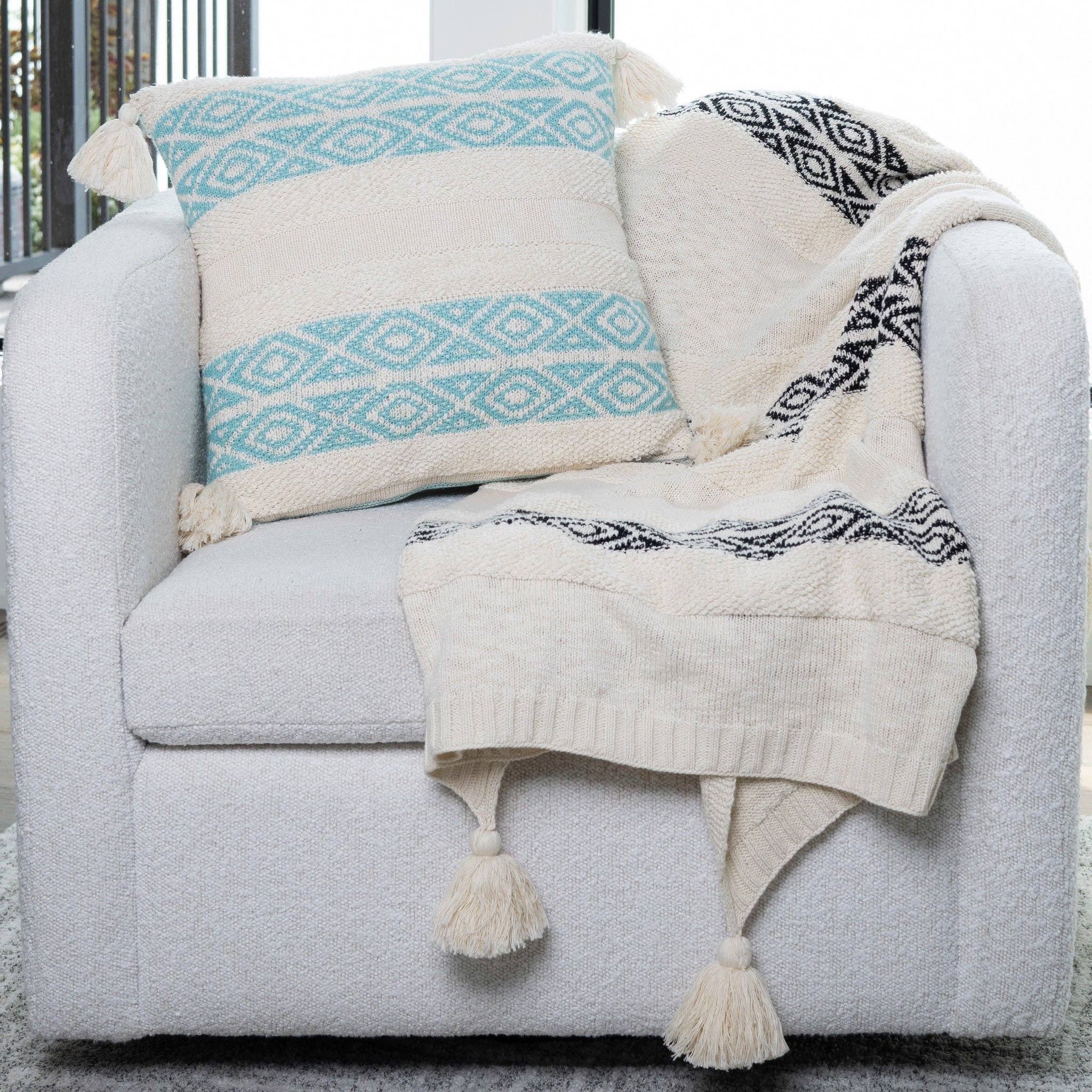 Howard's - Wholesale Throw Blanket - Necalli 50x60" Striped Cotton Decorative Knit Throw Blanket1