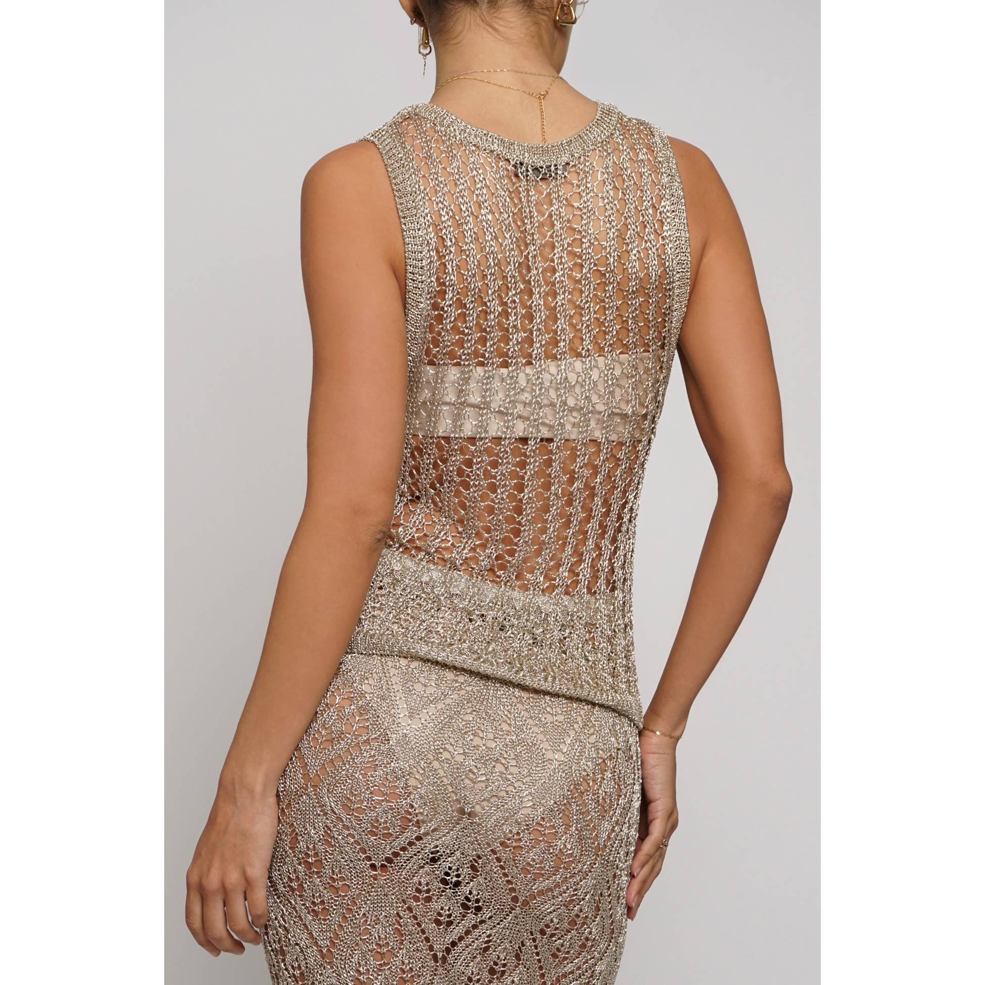 Sans Souci – Top de malha - Mulher por atacado – TOP EM MALHA METÁLICA2