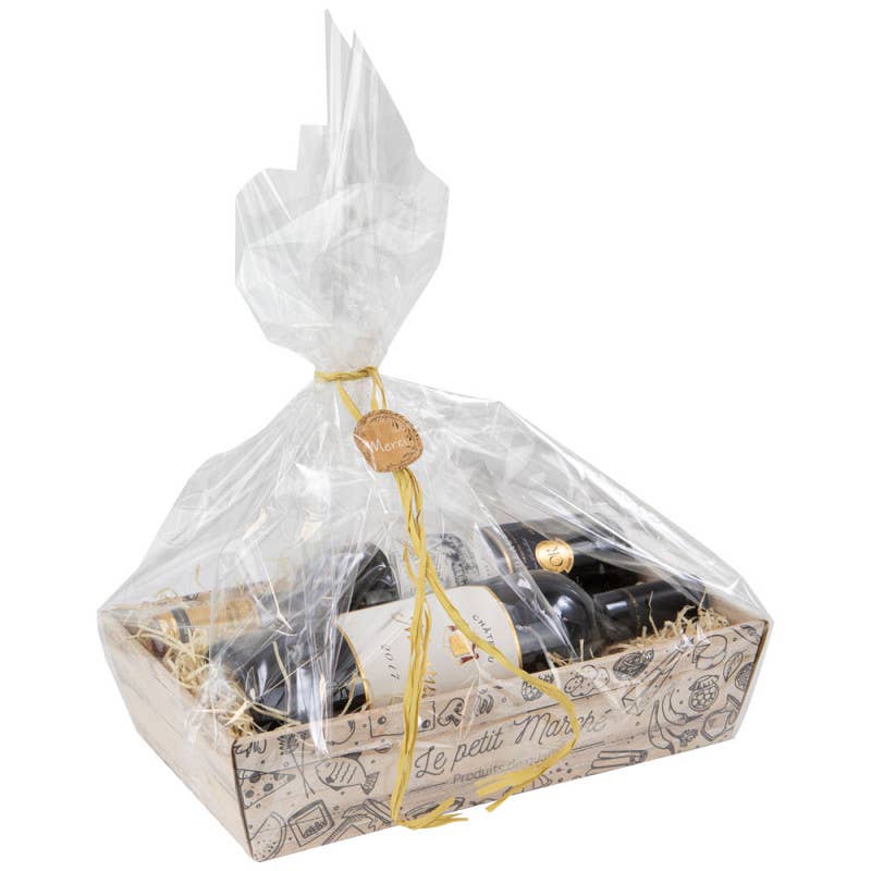 Brown Black Cardboard Basket Flat 33x20x7.5cm The Little Market for wholesale on Faire2