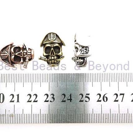 BestBeads&Beyond - Vendita all'ingrosso Ciondolo/pendente - Perline Paracord teschio pirata antico, perline braccialetto sopravvivenza paracord, cordino portachiavi che fa risultati, gioielli fai da te 15x21x11mm, sku #Y1024