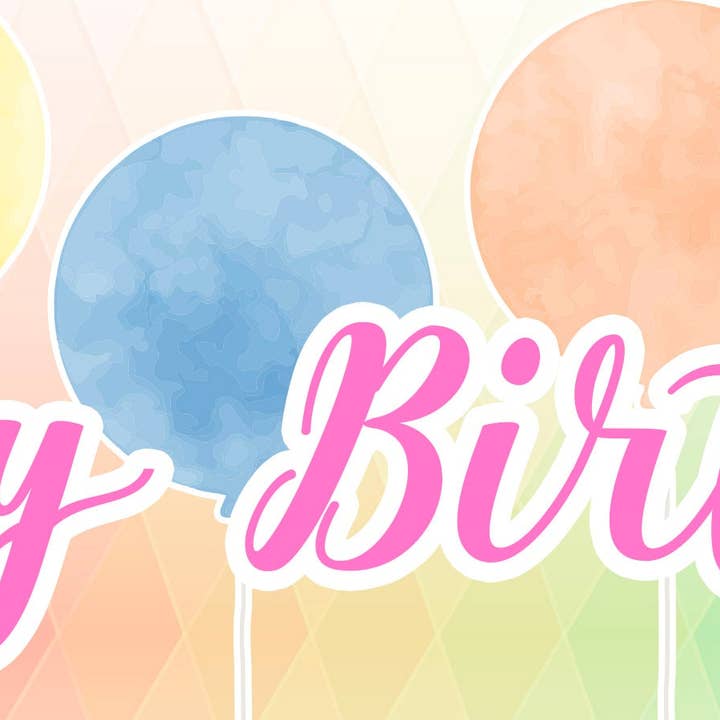 Födelsedag Pastellballonger Banner 4pk för wholesale av Paper Dazzle