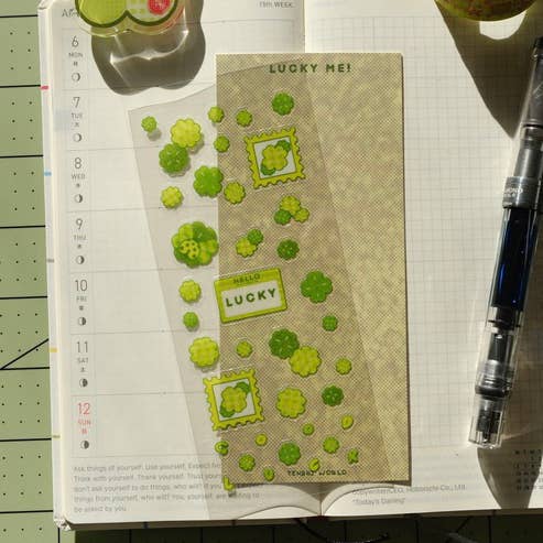 Lucky Me clover clear Journaling Sticker Sheet for wholesale by Tenshi World