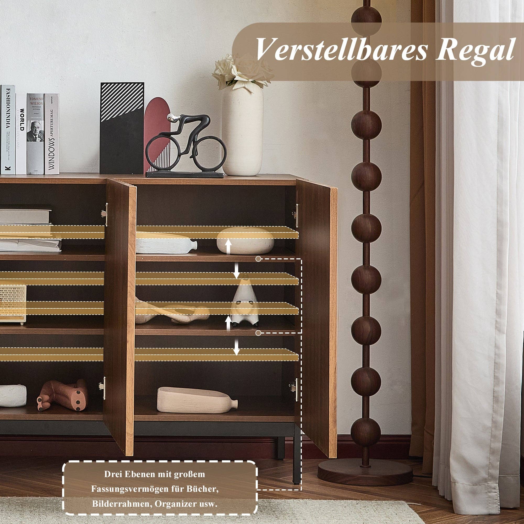 Urban Meuble – wholesale Skänk – Buffé i mörk ådrad vintage ek-effekt med vågig 3D-yta 150x40x80cm GHOTS20