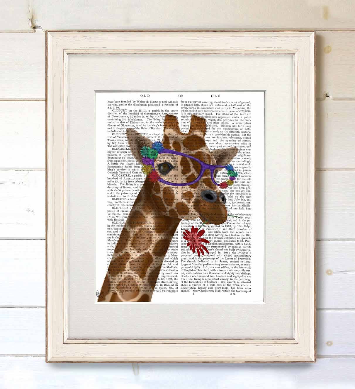 FabFunky Ltd - Wholesale Art Print - Giraffe and Flower Glasses 2, Book Print / Art Print1