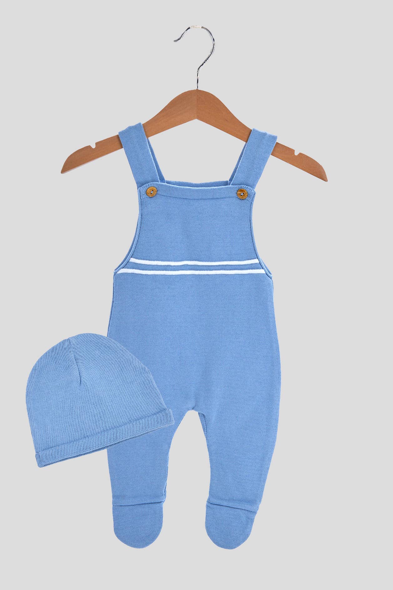 Amorim Gerações, LDA - Wholesale Clothing Set - Baby - Striped Knit Hat + Delicate Cotton Overalls 03125T1