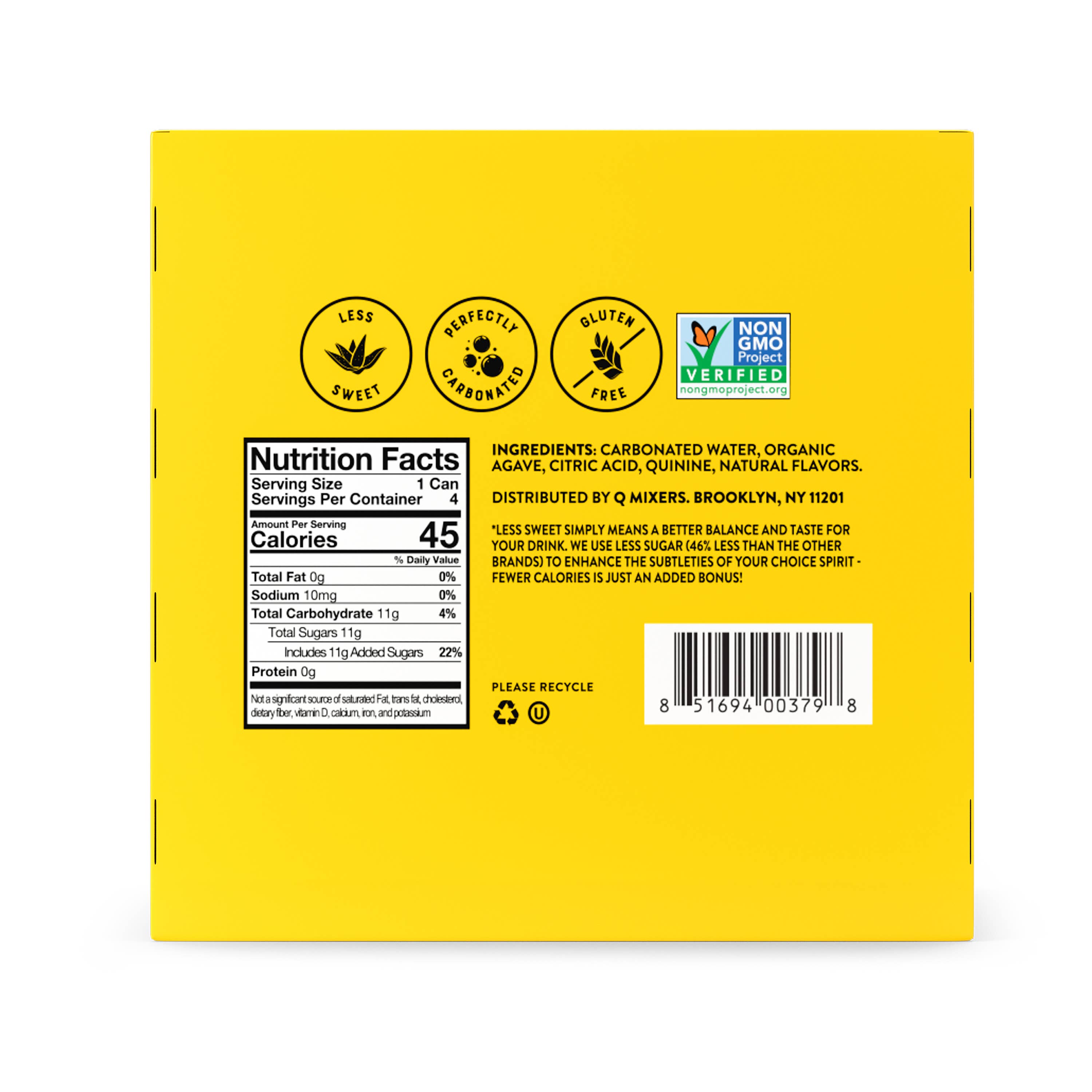 Q Mixers - Wholesale Cocktail Mix/Syrup - Q Mixers Premium Tonic Water - 4pk/7.5oz Cans10