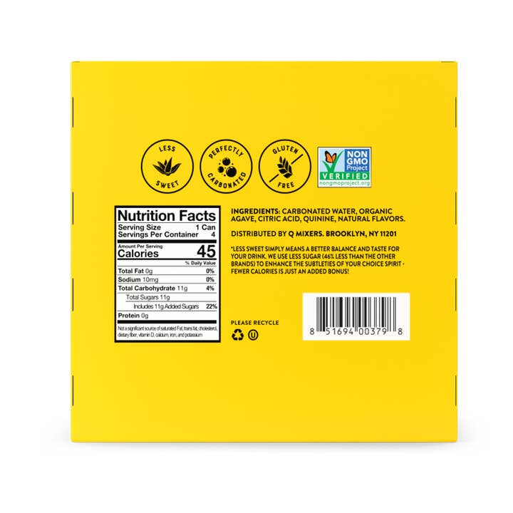 Q Mixers - Wholesale Cocktail Mix/Syrup - Q Mixers Premium Tonic Water - 4pk/7.5oz Cans10