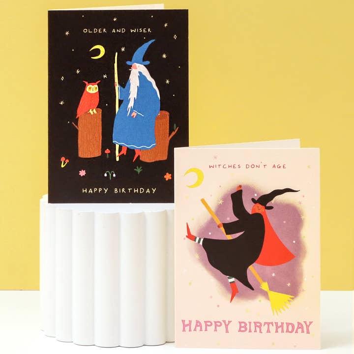 Little Black Cat Illustrated Goods – wholesale Birthday card – Older and Wiser Birthday Card | Wizard Card | Men's Birthday5