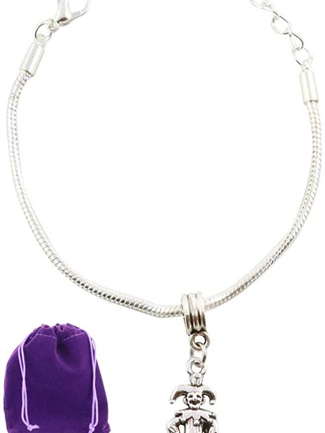 Jester Bracelet | Joker Court Jester Stainless Steel Snake Chain Charm Bracelet for wholesale by Dave The Bunny
