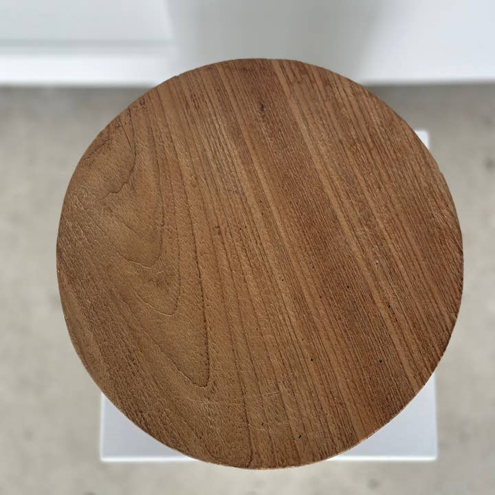 Office Objets - Wholesale Stool - Small low three-legged stool in upcycled blond teak D:30 H:15102