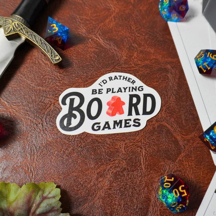 Minva Tabletop Design Co – wholesale Sticker – I'd Rather Be Playing Board Games Sticker1