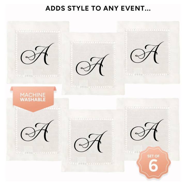 Jolitee - Wholesale Dinner & Cloth Napkin - Hemstitch Napkins - Monogram Script3