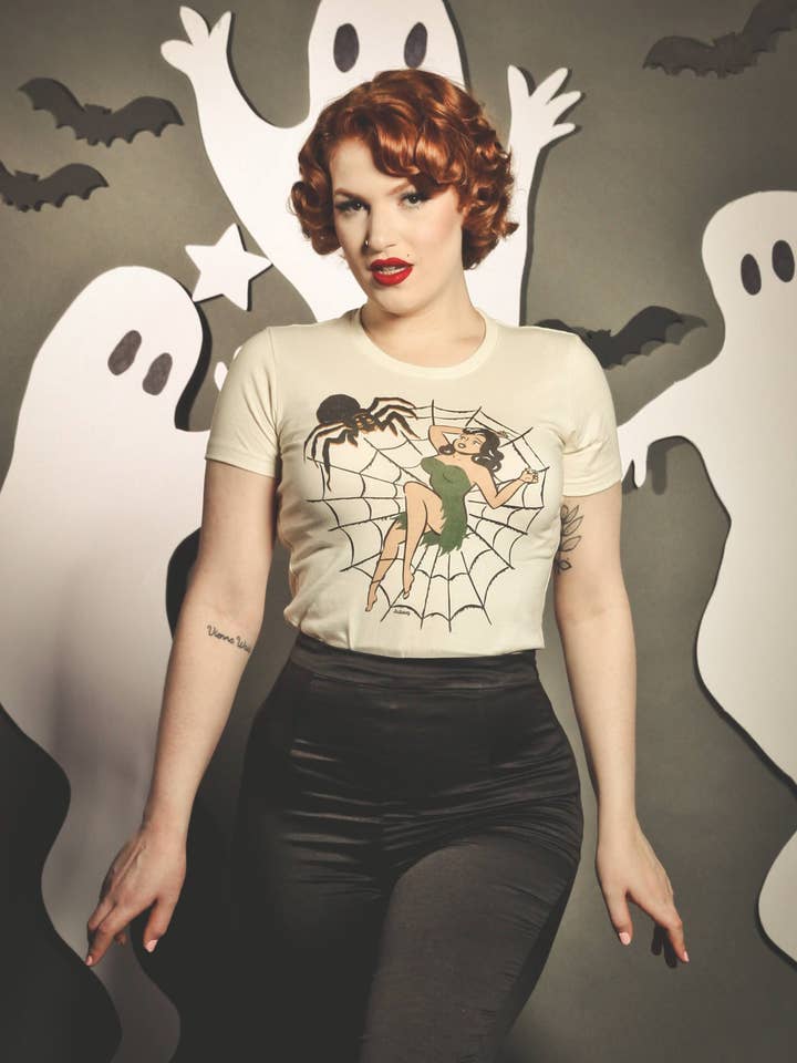 Web of Lies Fitted Tee in Ivory for wholesale by Mischief Made