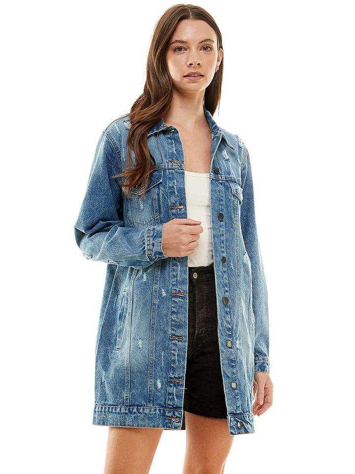 BLUE AGE - Wholesale Denim Jacket - Women's - Denim Jacket with Distressed (OPEN PACK)4