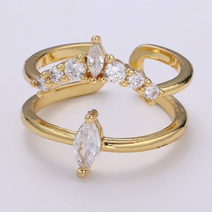 24K guld fylld kristall dubbla lager justerbar Ring - R321 för wholesale av Aim Eternal
