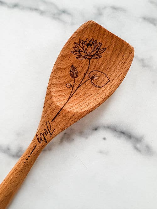 Wood & Ash - Wholesale Kitchen Spoon - Birth Flower Wooden Cooking Spoons6